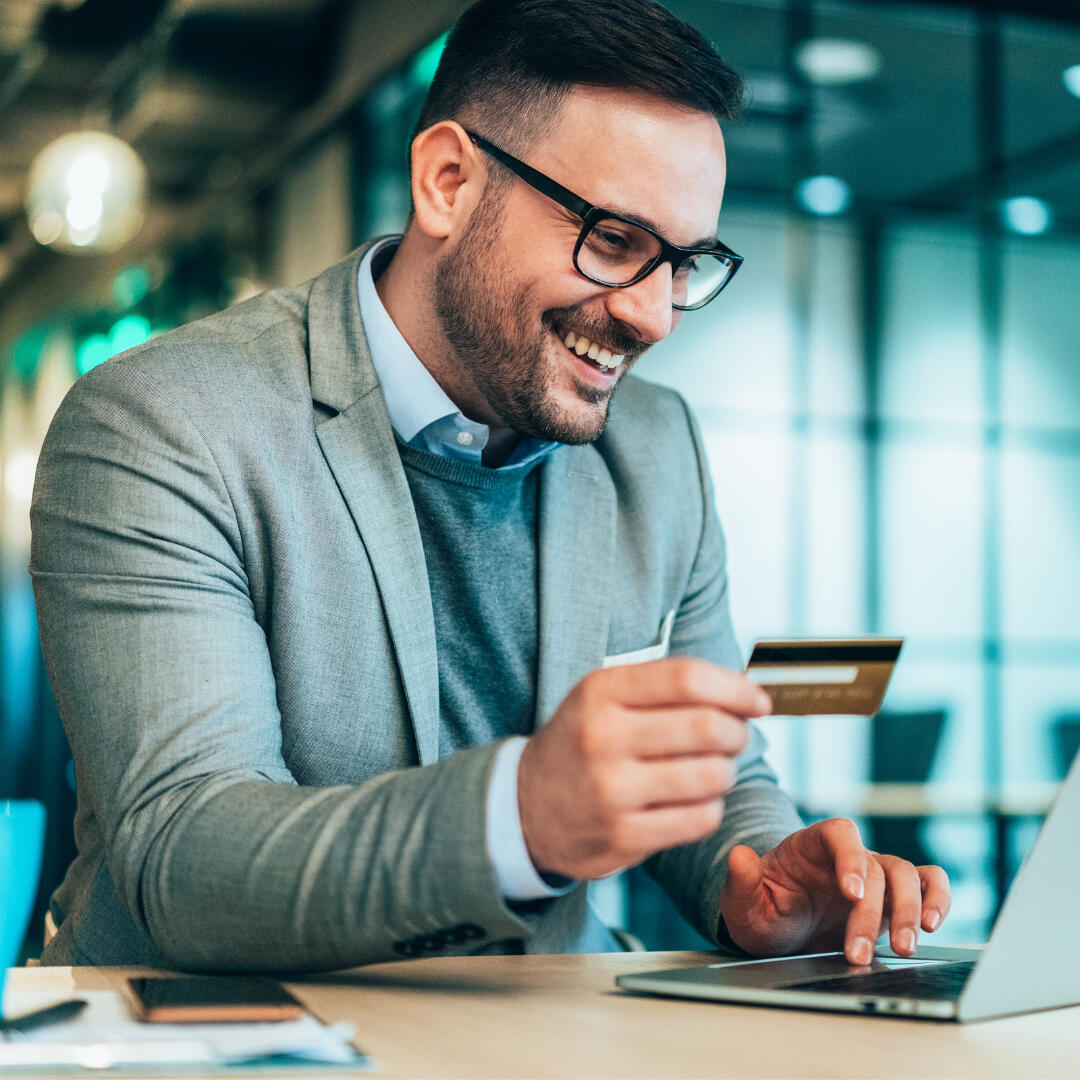 Exhibitpath man paying with a credit card